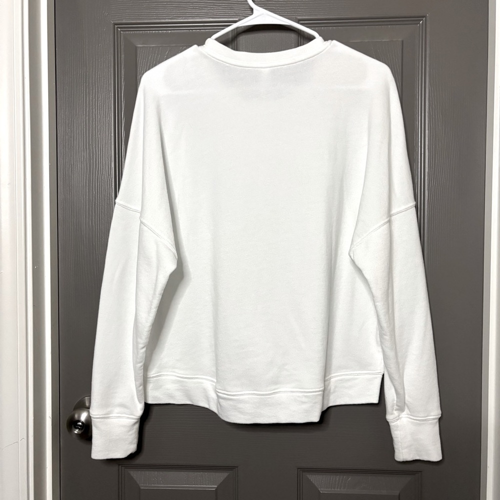 Fabletics Stacey “Never Settle” Pullover White French Terry Top/Sweatshirt L - Picture 5 of 9